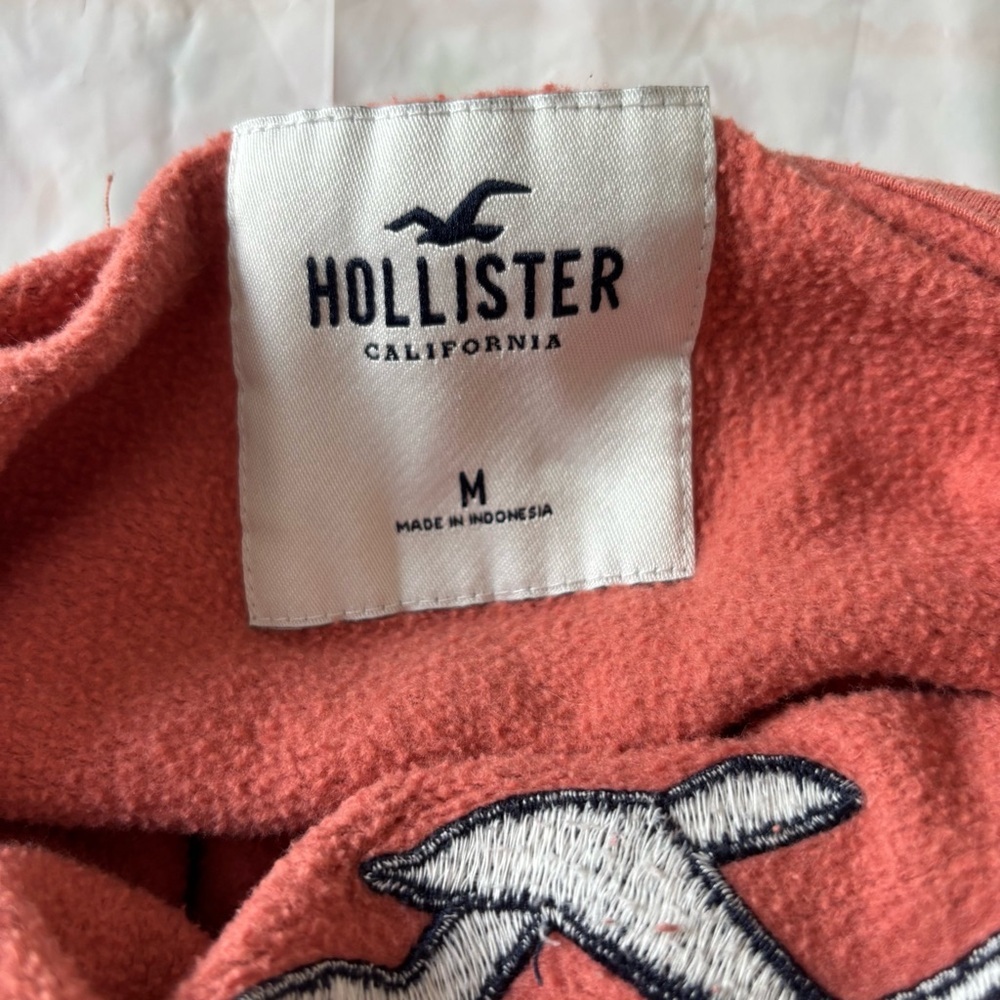 Hollister California Embroidered Coral Hoodie SZ M Gently worn - Picture 5 of 10